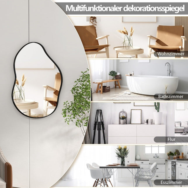 Asymmetrical Wall Mirror, 78x56.5 cm, Black, HD Reflection