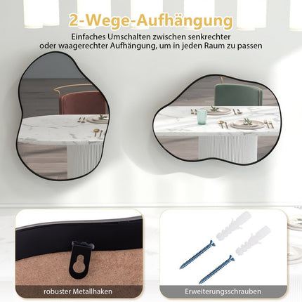 Asymmetrical Wall Mirror, 78x56.5 cm, Black, HD Reflection