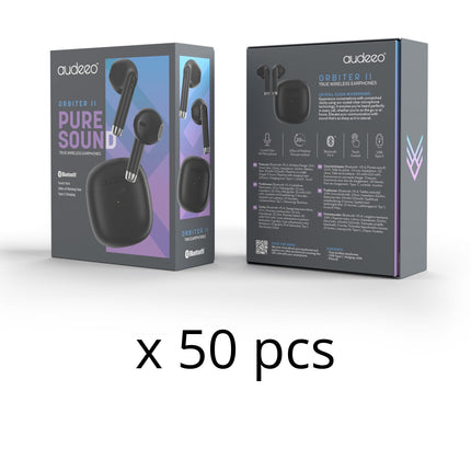Audeeo Orbiter II TWS Earbuds, 50 Pcs in Display Bin, IPX4, Black