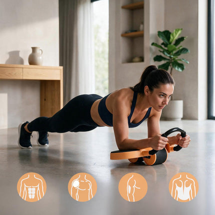 Automatic 2-in-1 Ab Roller with Forearm Support, Touchscreen, Knee Mat, USB-C