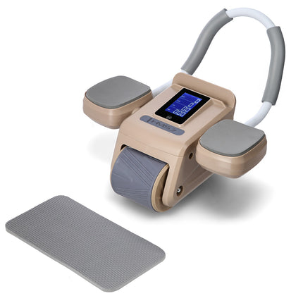 Automatic Abdominal Exercise Wheel, LCD Display, Brown