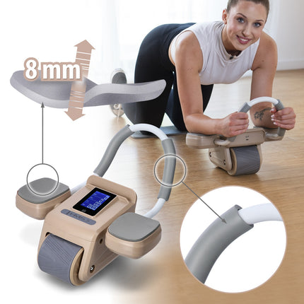Automatic Abdominal Exercise Wheel, LCD Display, Brown