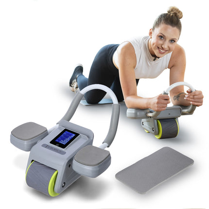 Automatic Abdominal Exercise Wheel, LCD Display, Gray
