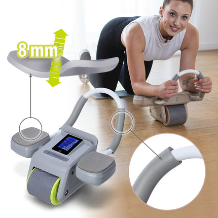 Automatic Abdominal Exercise Wheel, LCD Display, Gray