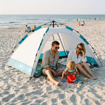 Automatic Beach Tent With UV Protection, 2-Entrance, Gray