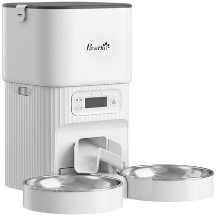 Automatic Cat Feeder, 4L Timer, 2 Stainless Bowls