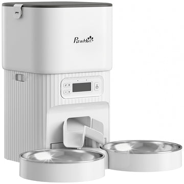 Automatic Cat Feeder, 4L Timer, 2 Stainless Bowls