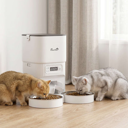 Automatic Cat Feeder, 4L Timer, 2 Stainless Bowls