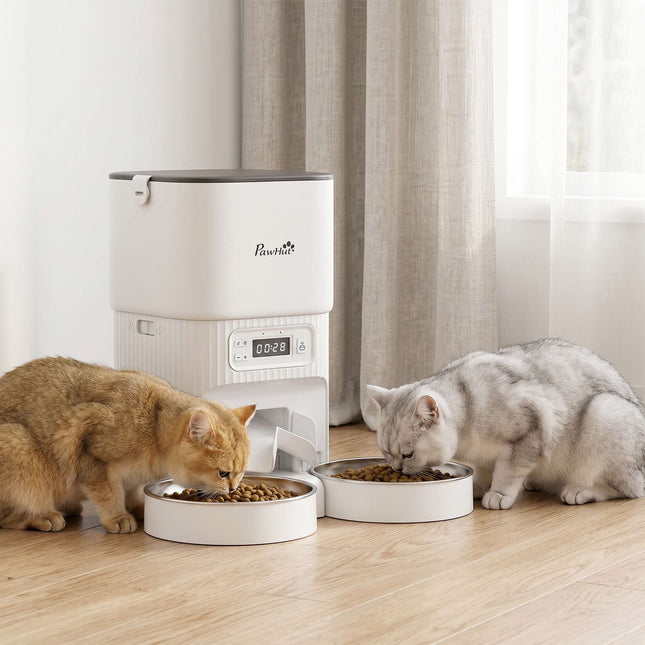 Automatic Cat Feeder, 4L Timer, 2 Stainless Bowls