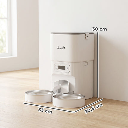 Automatic Cat Feeder, 4L Timer, 2 Stainless Bowls