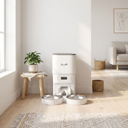 Automatic Cat Feeder, 4L Timer, 2 Stainless Bowls