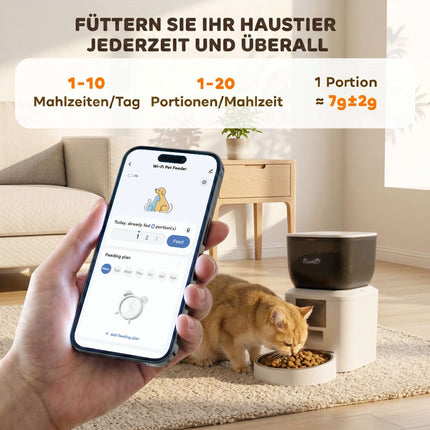 Automatic Cat Feeder, 4L, WiFi App Control, Voice