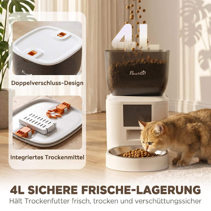 Automatic Cat Feeder, 4L, WiFi App Control, Voice