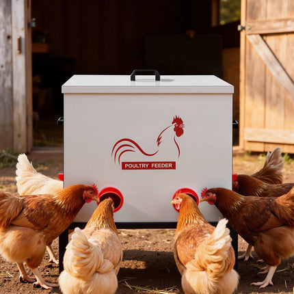 Automatic Chicken Feeder, 85 lb, 6-Port, No-Waste Metal