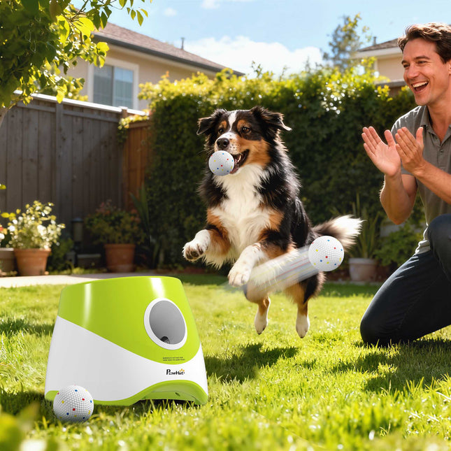 Automatic Dog Ball Launcher – 3 Distances, 3 Balls, Green