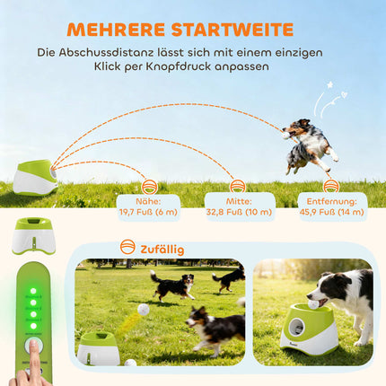 Automatic Dog Ball Launcher – 3 Distances, 3 Balls, Green