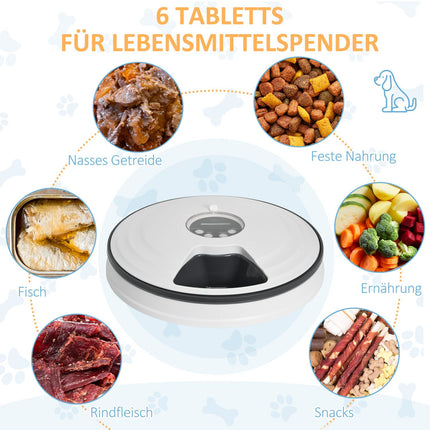 Automatic pet feeder, programmable, timer for 6 meals