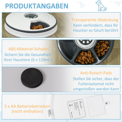 Automatic pet feeder, programmable, timer for 6 meals
