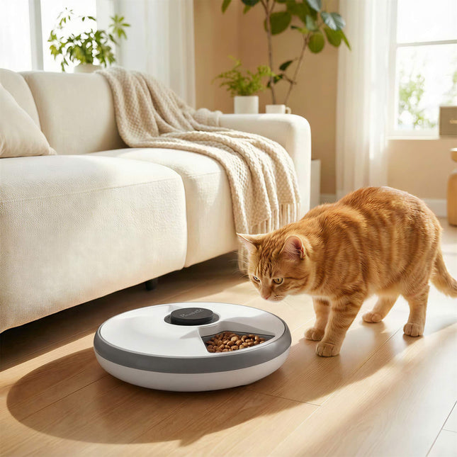 Automatic Pet Feeder with Timer, 6 Meals, LED Display