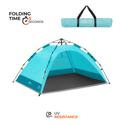 Automatic Pop-Up Beach Tent, UV Protection, 2-Door
