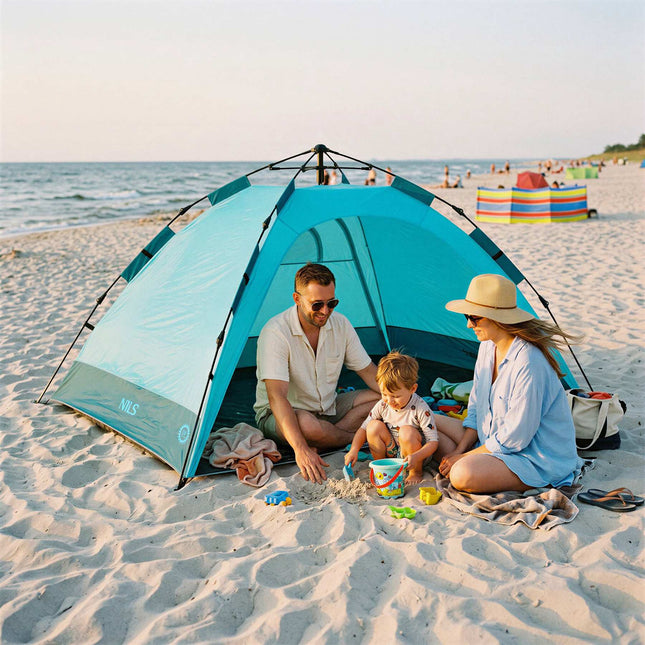 Automatic Pop-Up Beach Tent, UV Protection, 2-Door