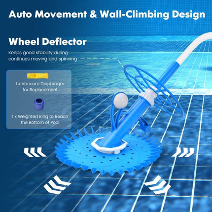 Automatic Suction Pool Cleaner, 36-Fin TPU Disc, 10m Hose