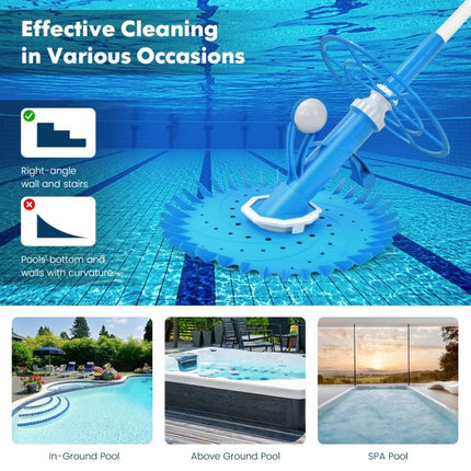 Automatic Suction Pool Cleaner, 36-Fin TPU Disc, 10m Hose