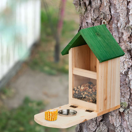 Automatic squirrel feeder with water bowl