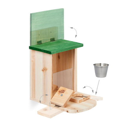 Automatic squirrel feeder with water trough