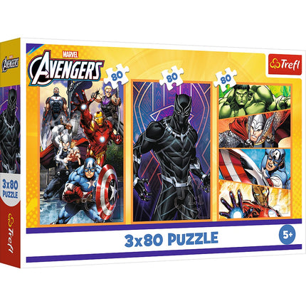 Avengers Puzzle Set, 3x80 Pieces for Action-Packed Fun