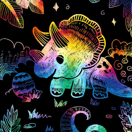 Avenir Scratch Set With Stencil: Dinos
