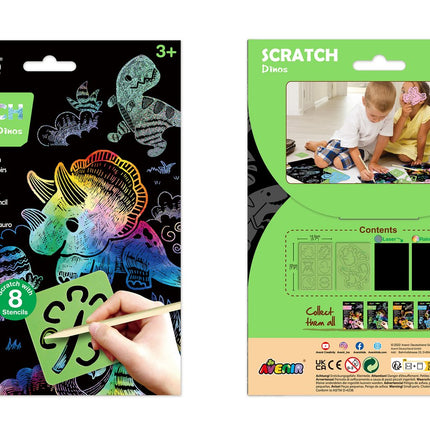 Avenir Scratch Set With Stencil: Dinos