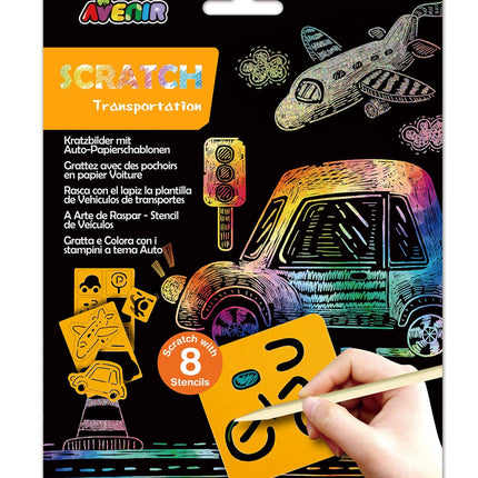 Avenir Scratch Set With Stencil: Transportation