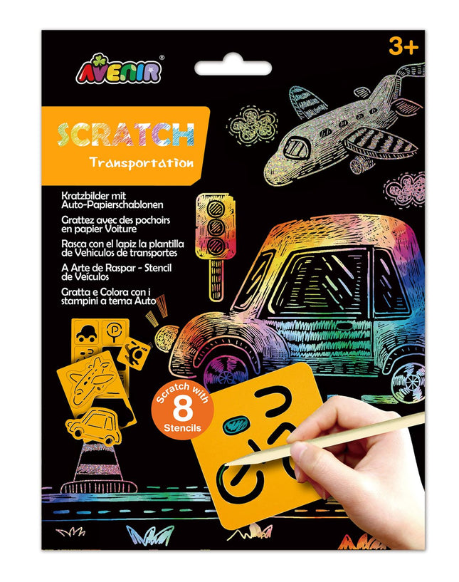 Avenir Scratch Set With Stencil: Transportation