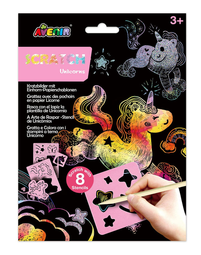 Avenir Scratch Set With Stencil: Unicorns