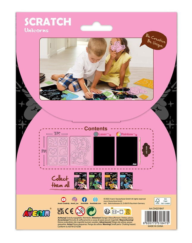 Avenir Scratch Set With Stencil: Unicorns