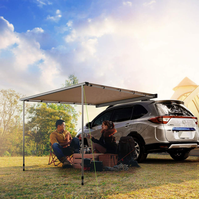 Retractable 1.6x2.5m Khaki Awning, water repellent roof