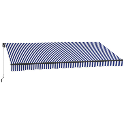 Wall-mounted balcony awning 4x3M, blue & white stripes