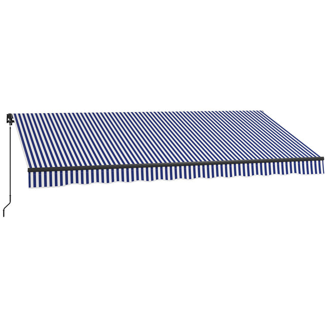 Wall-mounted balcony awning 4x3M, blue & white stripes