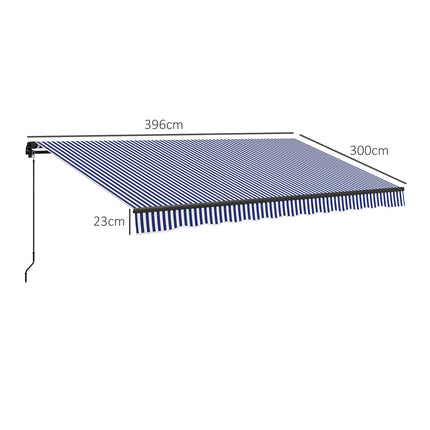 Wall-mounted balcony awning 4x3M, blue & white stripes