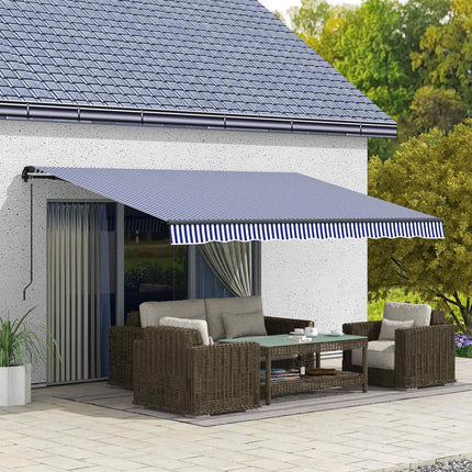 Wall-mounted balcony awning 4x3M, blue & white stripes