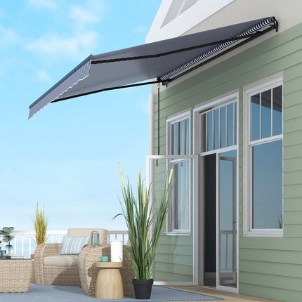 Wall-mounted balcony awning 4x3M, blue & white stripes