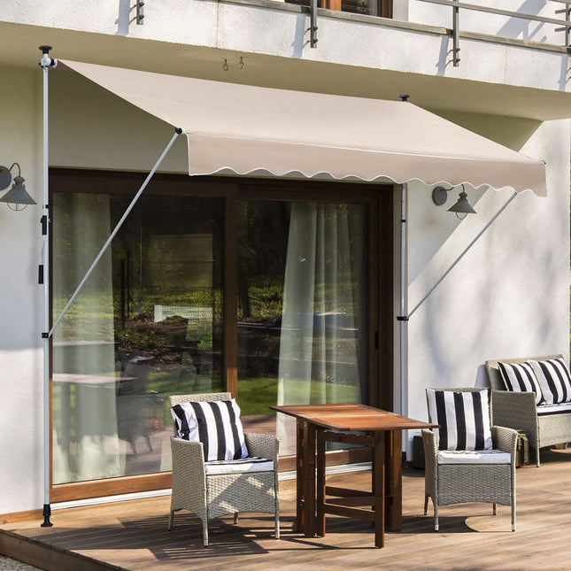 Folding aluminum awning with hand crank - Creamy white 2x1.2M