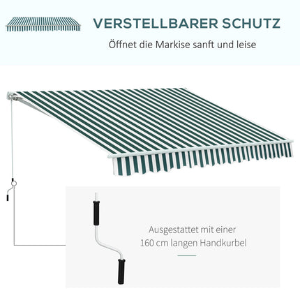 Balcony folding awning - 3x2.5M, Sun protection, Green/White