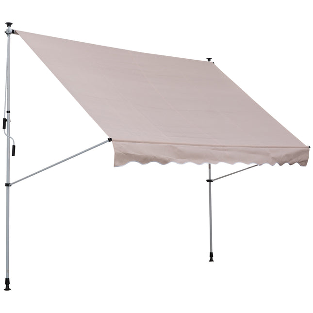 Height-adjustable folding arm awning, 200x150cm, cream