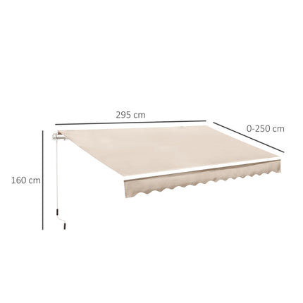 Cream white folding arm awning - Sun protection, 2.95x2.5M