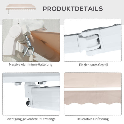 Cream white folding arm awning - Sun protection, 2.95x2.5M