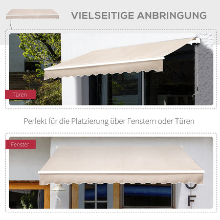 Cream white folding arm awning - Sun protection, 2.95x2.5M