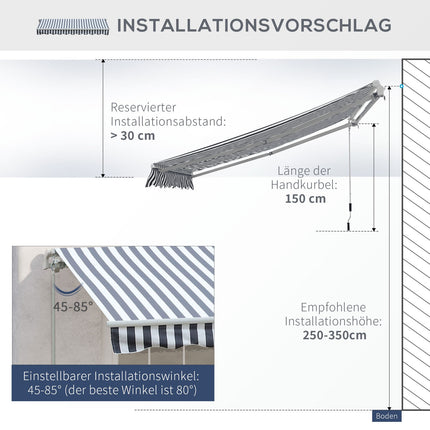 Balcony folding awning, Grey/White, 2.95 x 2.45 M