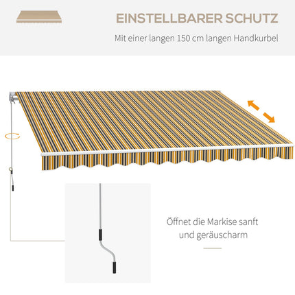 Outdoor folding awning, Sun protection, 3.5x2.5m, Yellow/Grey